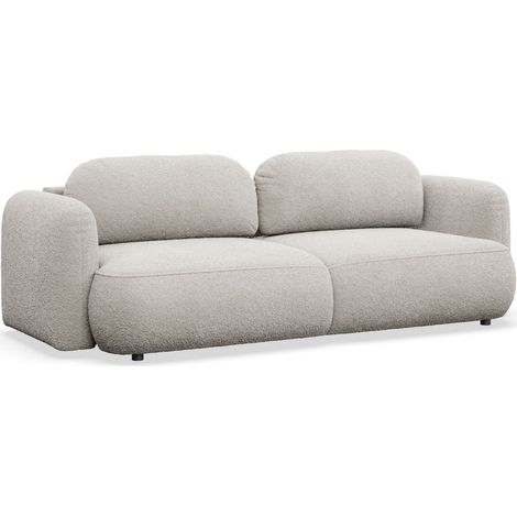 Selsey Tvoya – 3-Sitzer Schlafsofa mit Bouclé-Bezug, Hellbeige