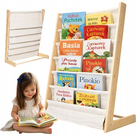 Bibliothèque pour enfants, meuble en bois, rangement, 6 étagères, Montessori (1/5)