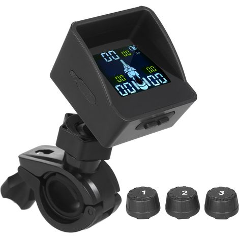 Système de surveillance de la pression des pneus sans fil avec 3 capteurs externes, pare-soleil et alarme de pneu pour tricycle à trois roues