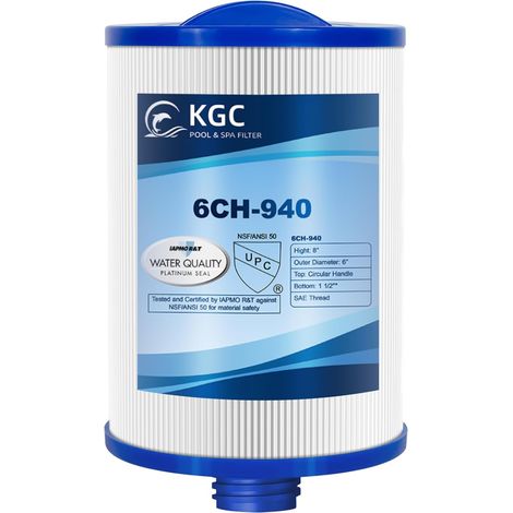 Filtre de Spa 6CH-940 pour Bain à Remous, Filtres de Spa Lavables, Lot de 1, Remplacement pour PWW50P3 (Filetage Grossier SAE 1 1/2"), 6CH-940, FC-0359, 817-0050 (1/5)