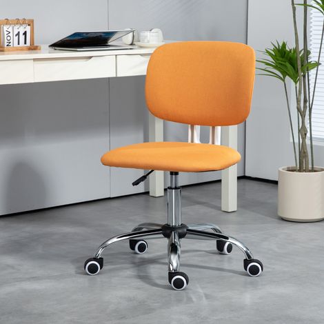 Silla de Escritorio Giratoria Tapizado de Tela con Altura Ajustable Estilo Moderno Carga 120 kg 48x53x80-90 cm Naranja (1/5)