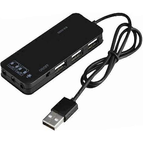 Carte son externe 7.1 canaux avec 3 ports USB et adaptateur audio/micro pour PC/ordinateur portable-White (1/2)