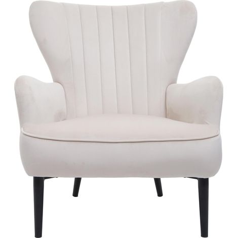 [NON UTILIZZATO] Poltrona lounge relax elegante seduta imbottita HHG-737 velluto avorio