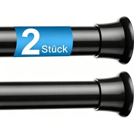 Lot de 2 tringles à rideaux sans perçage - Noir - 76-165 cm (1/5)