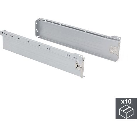 Lote de 10 cajones de cocina Ultrabox, altura 86mm, profundidad 270mm, Acero, Gris metalizado -