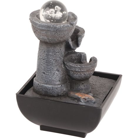 Fontaine décorative créative à LED avec boule de cristal, statue de Bouddha et pompe à eau, socle en forme de lotus, en résine, pour jardin (norme européenne 220 V). (1/5)