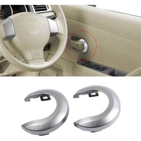 Set di 12 emblemi per maniglie interne delle portiere, di colore grigio argento, per i modelli Nissan Tiida 1.6L e Livina NV200 dal 2005 al 2010.