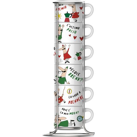 Bialetti - Service à Expresso Italy avec 6 Tasses et Support