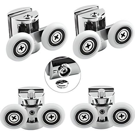 Roulettes pour porte de douche - Lot de 8 - Double - 23 mm - Cuivre - Zinc (1/4)