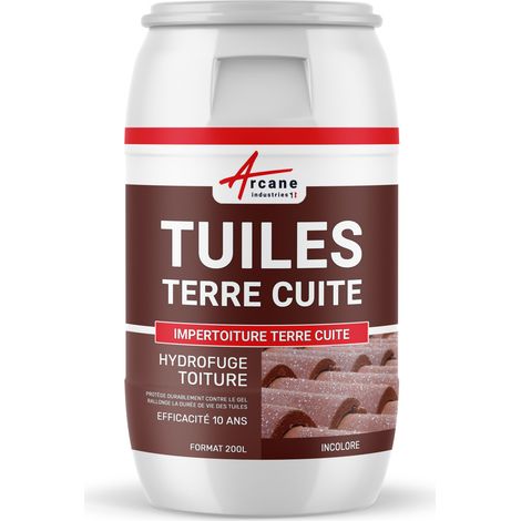 Arcane Industries – Imperméabilisant hydrofuge incolore pour tuiles en terre cuite – Protection durable jusqu'à 10 ans – 200 L pour toiture poreuse