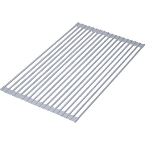 Emuca – Escurreplatos flexible y enrollable de silicona y acero gris – Resistente a temperaturas de -30º a 230º – Soporta hasta 14 kg – Dimensiones 330 x 520 mm (1/5)