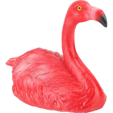 Lot en 2 décorations flamant rose nageur pour bassin, aquarium, jardin, patio, pelouse, petit flamant tête levée rouge (1/5)