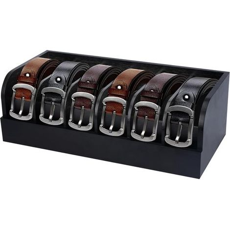 Gürtelorganizer aus Bambus – 6 Fächer – Schwarz (1/5)