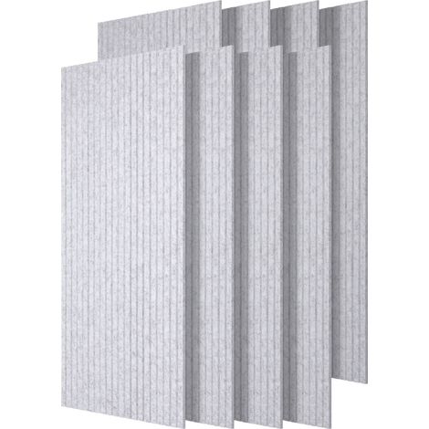 TolleTour 8 unidades Panel acústico de pared 120 x 60 x 0.9 cm con ranuras verticales, gris, autoadhesivo (1/5)