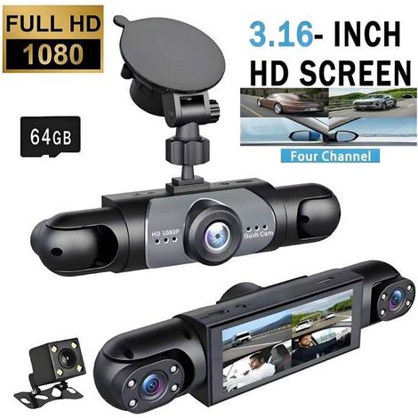Dashcam 1080P à quatre caméras avant arrière gauche droite vision nocturne enregistrement en boucle (1/5)