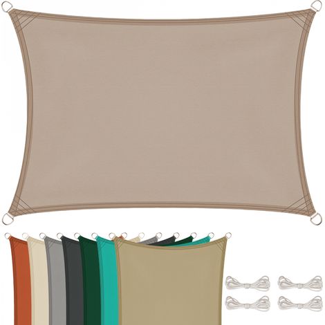 Voile d'ombrage rectangulaire pour terrasse, jardin, toile imperméable et résistant UV - 4 x 5 m - Taupe - Linxor