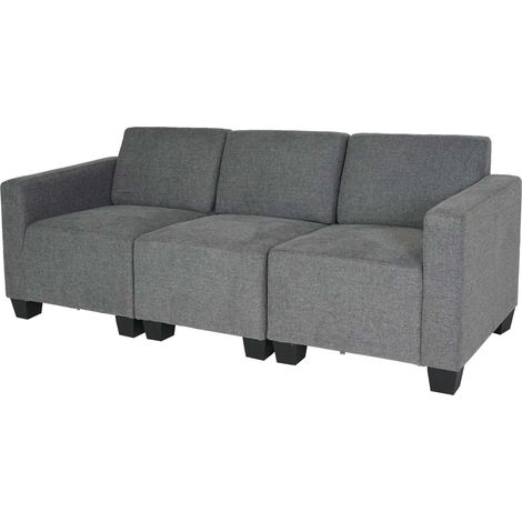 Salotto modulare componibile lounge moderno Lione N71 tessuto divano 3 posti grigio