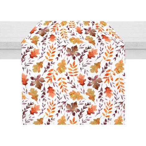 Tovaglia Con Stampa Digitale 100 % Cotone Prodotto Italiano Runner stampa Foglie Runner:50x140 - Foglie (1/3)