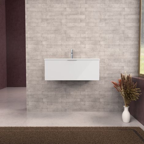 Inda - Mobile bagno L.80 con lavabo opaco / Bianco lucido 1