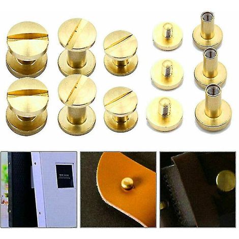 10x Vis à boucle pour ceinture arquée, clou Chicago pour artisanat du cuir, rivet en laiton massif à tête pleine, 4-10 mm-10 mm- (1/5)