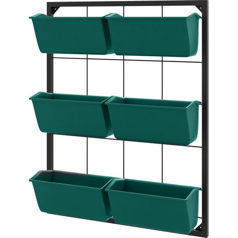 Jardin vertical mural 3 niveaux avec 6 pots en acier et plastique 52x14x66 cm Vert