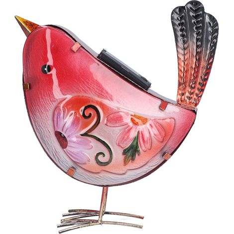 Lampe solaire LED au design oiseau rouge, lampe décorative d'extérieur magnifique, réaliste et vivante, pour pelouse, cour, jardin (1/5)