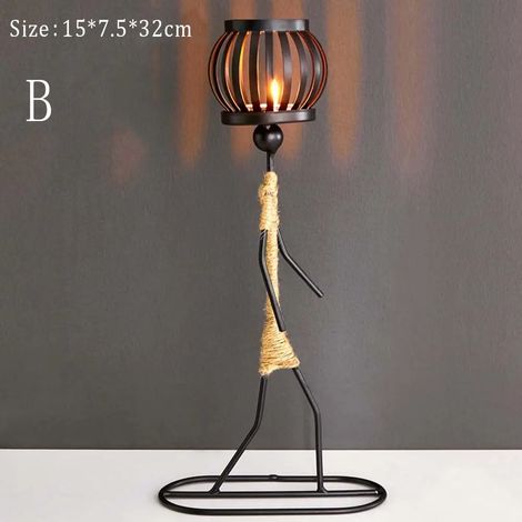 Chandelier métallique style nordique, sculpture de personnage abstrait, support de bougie en figurine fabriqué à la main, cadeau artistique pour décoration intérieure (1/5)