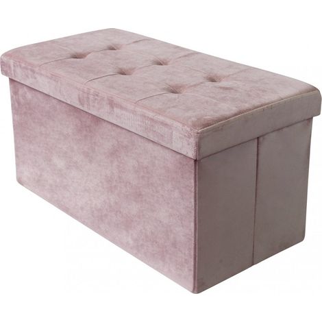 Pouf Contenitore Rettangolare In Velluto Rosa (1/4)