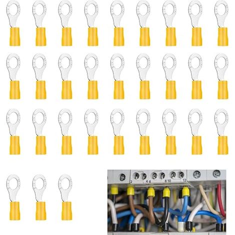 Cosse M6 Partiellement Isolée 4-6mm², Cosses À Sertir Partiellement Isolées, Oeillets À M6, Rv Connecteur De Câble, Pour Connecter Des Câbles Ou Des Torons (1/5)