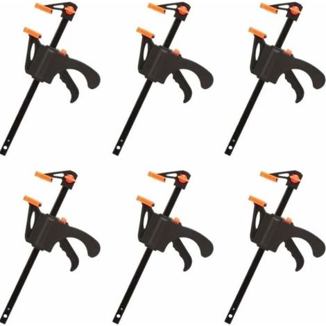 Lot de 6 Serre-joints en Forme de F, Serre Joint avec Serrage Rapide et Facile, Outils à Main pour Menuiserie(4pouces)