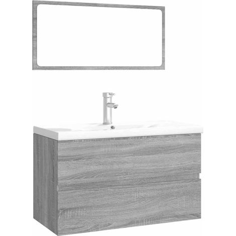 Maison Exclusive - Set di Mobili da Bagno Grigio Sonoma in Legno Multistrato (1/5)