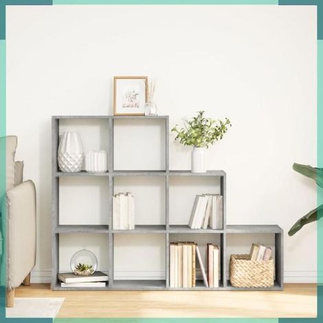 857979 étagère séparatrice de pièce à 3 niveaux gris béton (1/5)