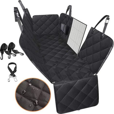 Coprisedile per auto per cani con finestra di visualizzazione, coprisedile per auto per cani impermeabile e resistente agli strappi per sedile posteriore e bagagliaio con borsa portaoggetti, cintura d