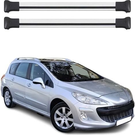 OMAC Aluminium Dachträger Querträger für Peugeot 308 I Kombi 2007-2013 – Max. 75 kg – 2 Stangen Silber (1/5)