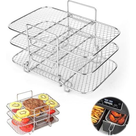 Grille pour Friteuse à Air, Multifonction Trois Couche Empilable, pour Ninja Air Fryer AF300EU AF400EU