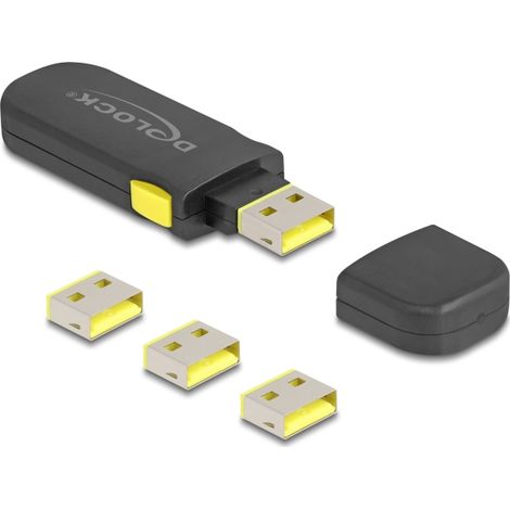 Delock Juego de bloqueadores USB para puerto USB Tipo-A hembra 4 piezas + Herramienta de bloqueo