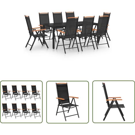 Ensemble de salle à manger de jardin 9 pcs Aluminium Noir (1/5)