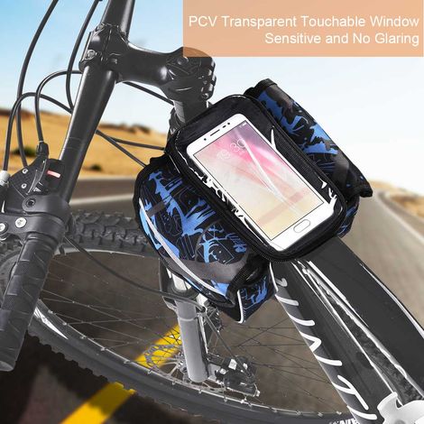 Sacoche de cadre avant de vélo étanche avec pochette tactile pour téléphone portable, accessoire de vélo (bleu) (1/5)