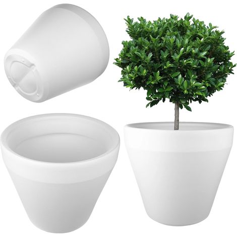 Pot de Fleurs, Plastique Durable, Design Moderne, BLANC, Petit-a (1/2)