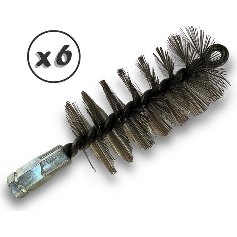 Lot de 6 Brosses à tube PRO INOX Ø 55 mm Raccord M12175 femelle Ame en acier torsadé Nettoyage brossage tube et canalisation Kibros 41SCI55x6