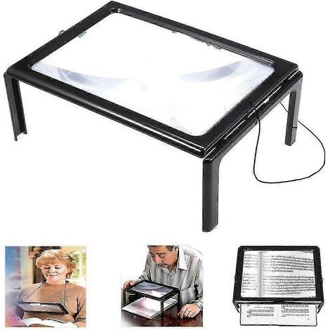 Loupe rectangulaire pour malvoyants, grossissement 3x, vision pleine page, avec éclairage mains libres (1/4)