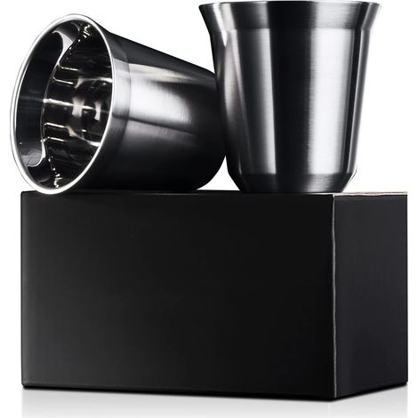 Tasses à expresso, moka, en acier inoxydable, tasses à café à double paroi, mugs à expresso isothermes, compatibles lave-vaisselle, 150 ml x 2 pièces (1/5)