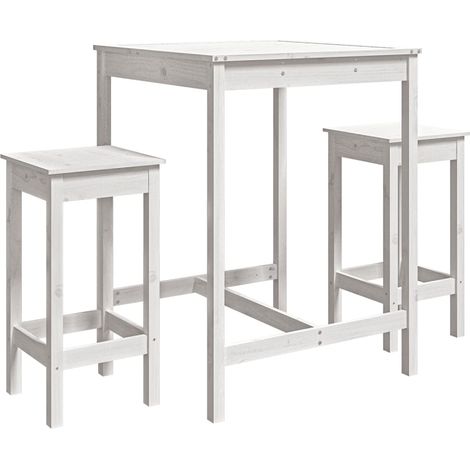 Maison Exclusive - Set Bar da Giardino 3 pz Bianco in Legno Massello di Pino