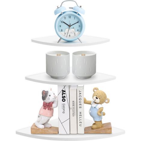 3 pièces étagère d'angle flottante murale étagère de rangement étagères meubles de maison décor de bureau (1/5)