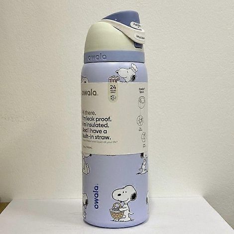 Gourde Snoopy Owala, Mug isotherme exclusif, 710 ml, Coffret cadeau, Bleu