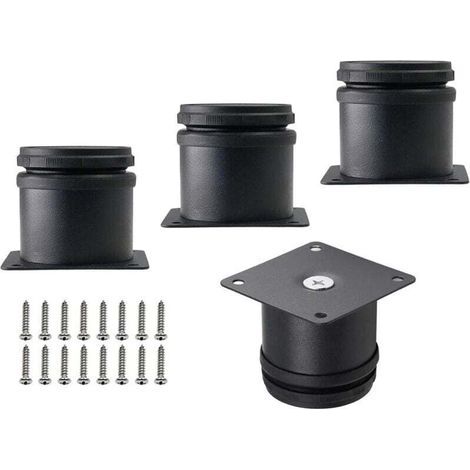 Confezione da 4 gambe per mobili in acciaio inossidabile da 5 cm, piedini rotondi regolabili per mobili, gambe di ricambio in metallo per mobili, divani, scaffali, tavoli (nero) (1/4)
