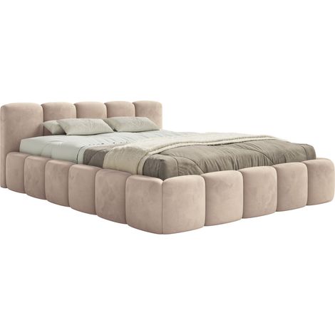 Selsey Cloudy Low – Polsterbett 120x200 cm, Samt Beige