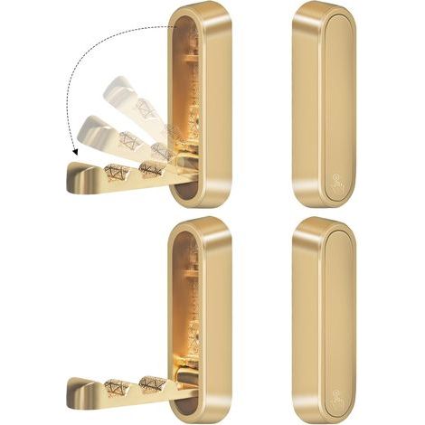 Set mit 4 goldenen, klappbaren Wandhaken, robuste klappbare Wandhaken aus Zinklegierung, ausziehbare, klappbare Garderobenhaken, Handtuchhaken fürs Badezimmer (1/5)