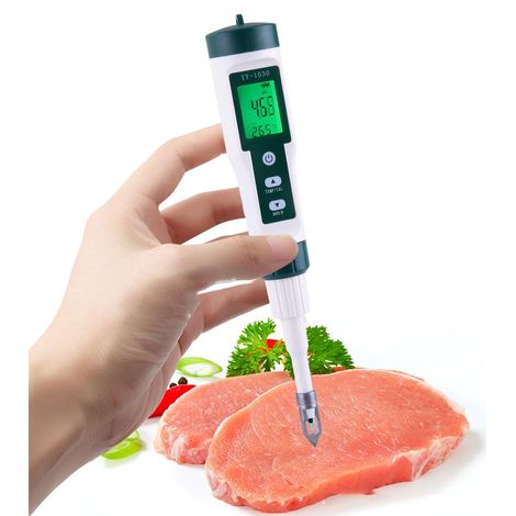 pH-mètre numérique pour Aliments  Testeur de pH précis pour l'eau, Le Fromage, Le levain, Les conserves, la Viande et Les échantillons Solides  Testeur de pH Portable pour Aquariums et Applications