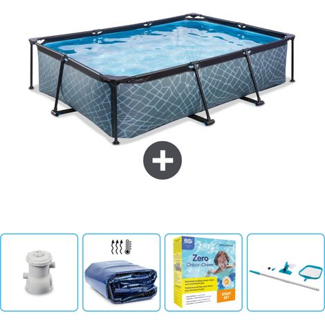 Exit Pool Rechteckig - Steinoptik - 300x200x65 cm - 5-teilig SCB72 (1/4)